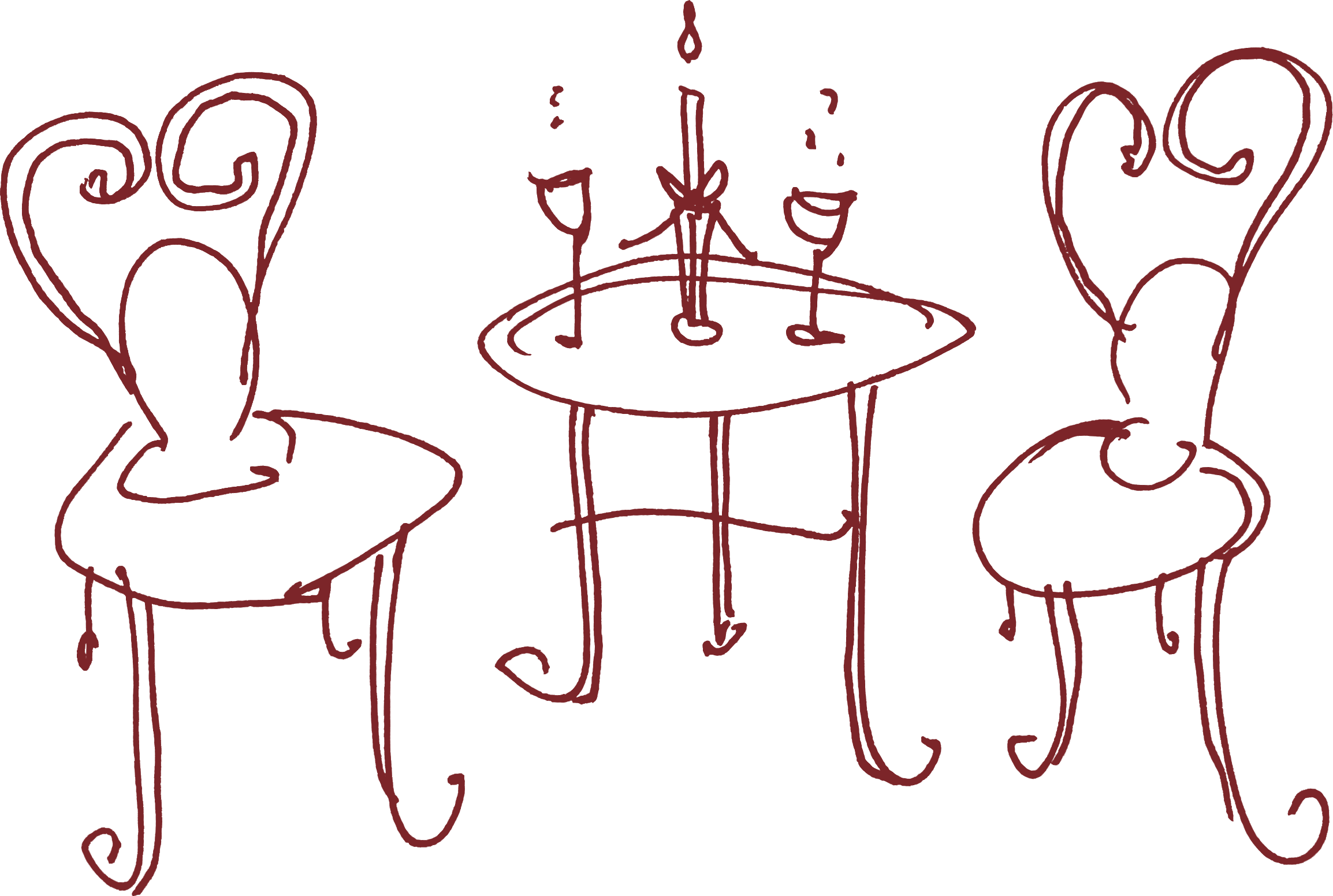 Hand-drawn bentwood chairs and table
